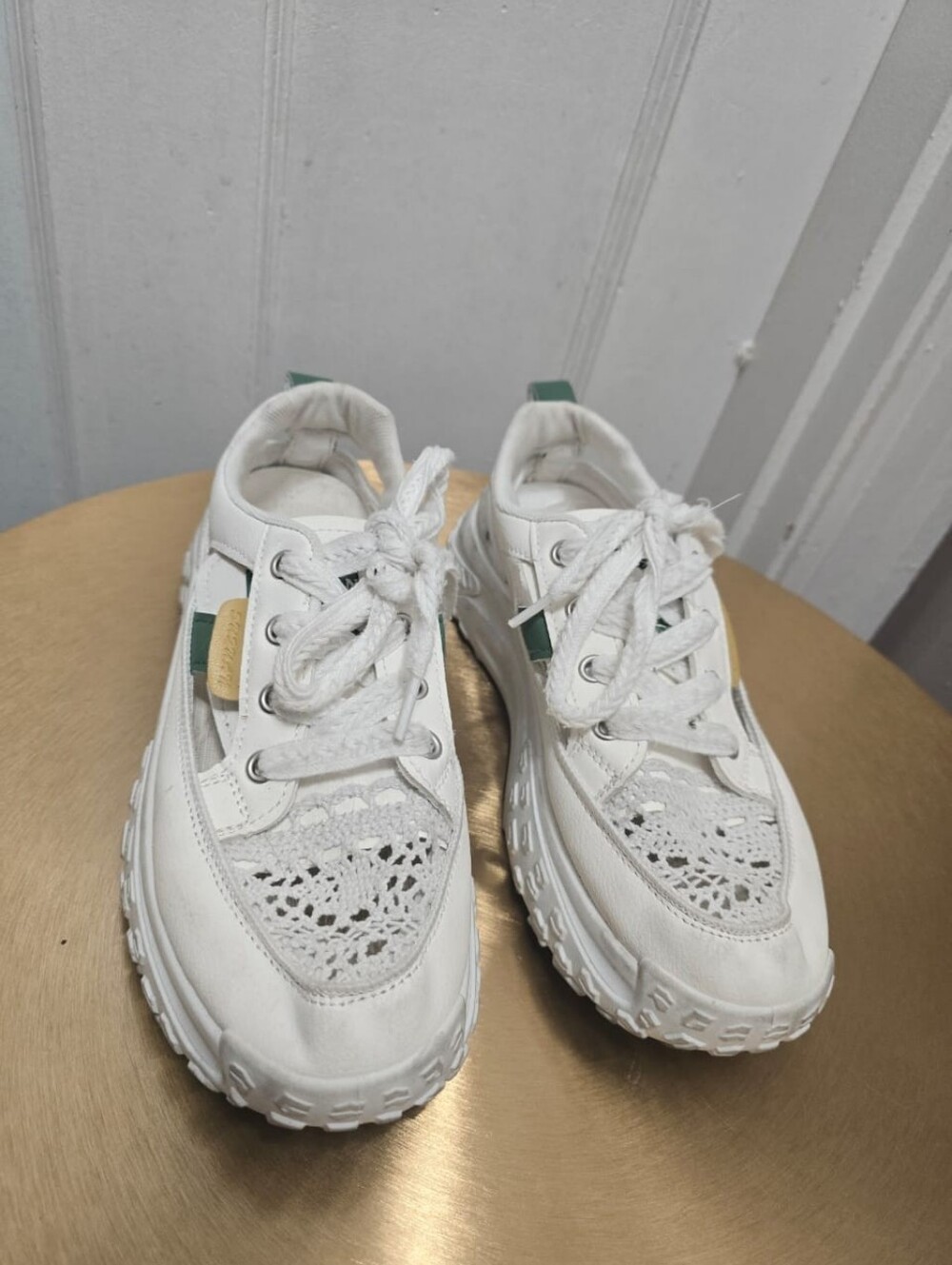 Suquan Women's White Breathable Chunky Platform Sneakers Low Top Size EU 39 US 8 - Picture 2 of 8